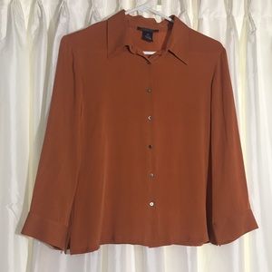 [Harold’s] Silk Burnt Orange Button Down Blouse